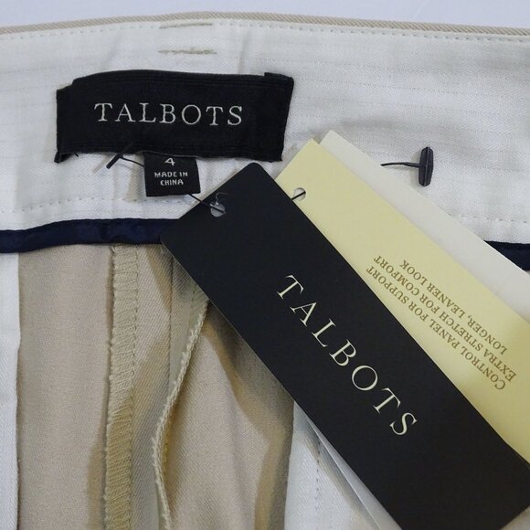 Talbots Women Slimming Heritage Khaki Beige Pants Size 4 Stretch Slim Leg NEW - Picture 7 of 14